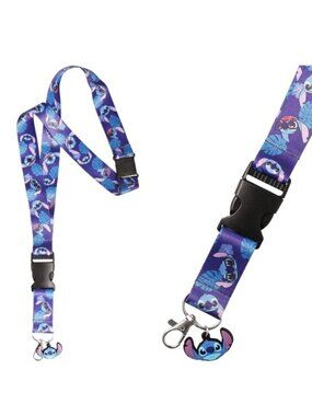 Disney | Stitch Unisex Blue and Purple Detachable Lanyard | Size 10"